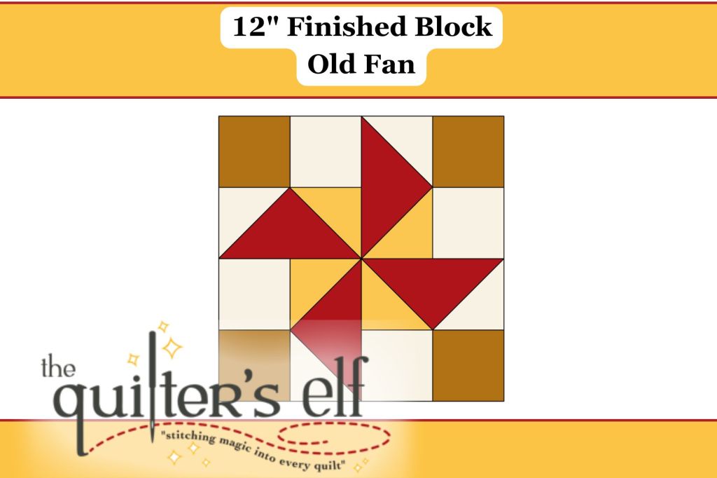 12″ Finished Block: Old&nbsp;Fan